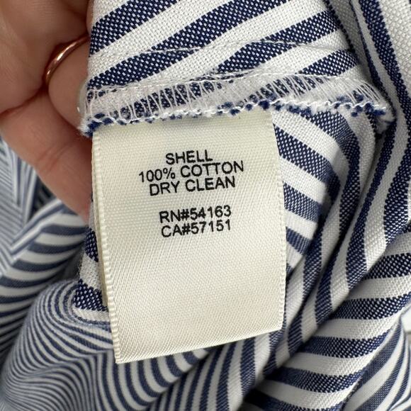 Eliza J Striped Button Front Fit & Flare Shirt Dress Half sleeve Navy Size 16 - Picture 8 of 9